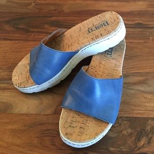 Blue leather sandals