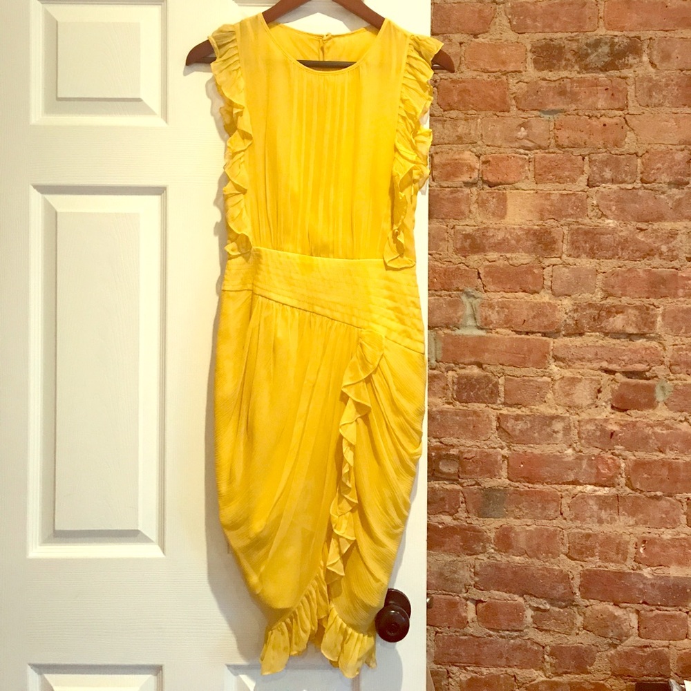 Super cute, retro, canary yellow, crepe dress