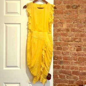 Super cute, retro, canary yellow, crepe dress