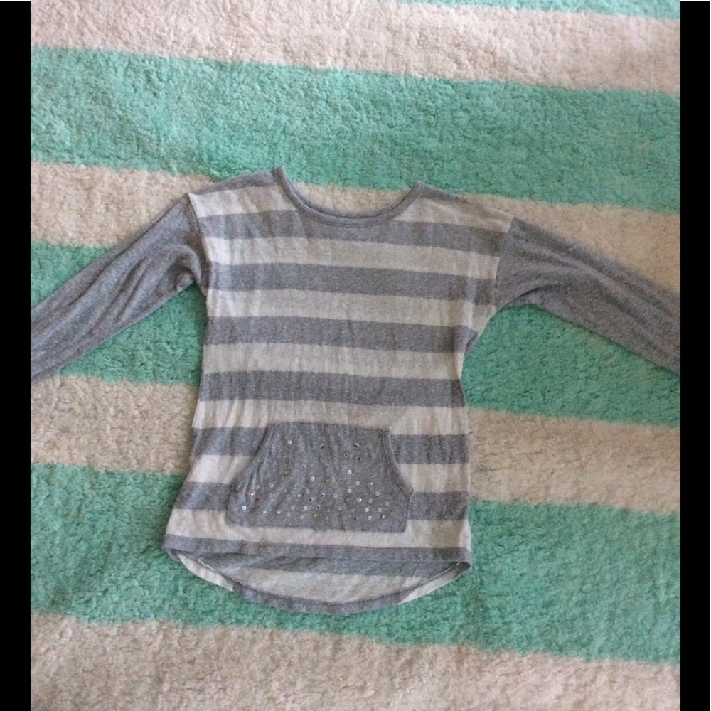 Gray and white striped shirt