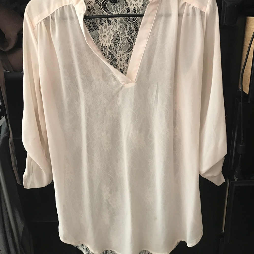Sheer blouse with lace back