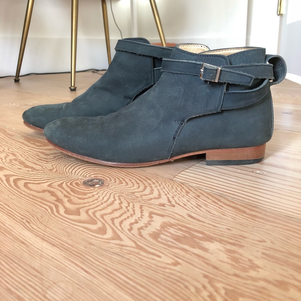 Blue/Gray Suede Dieppa Restrepo Round-Toe Booties