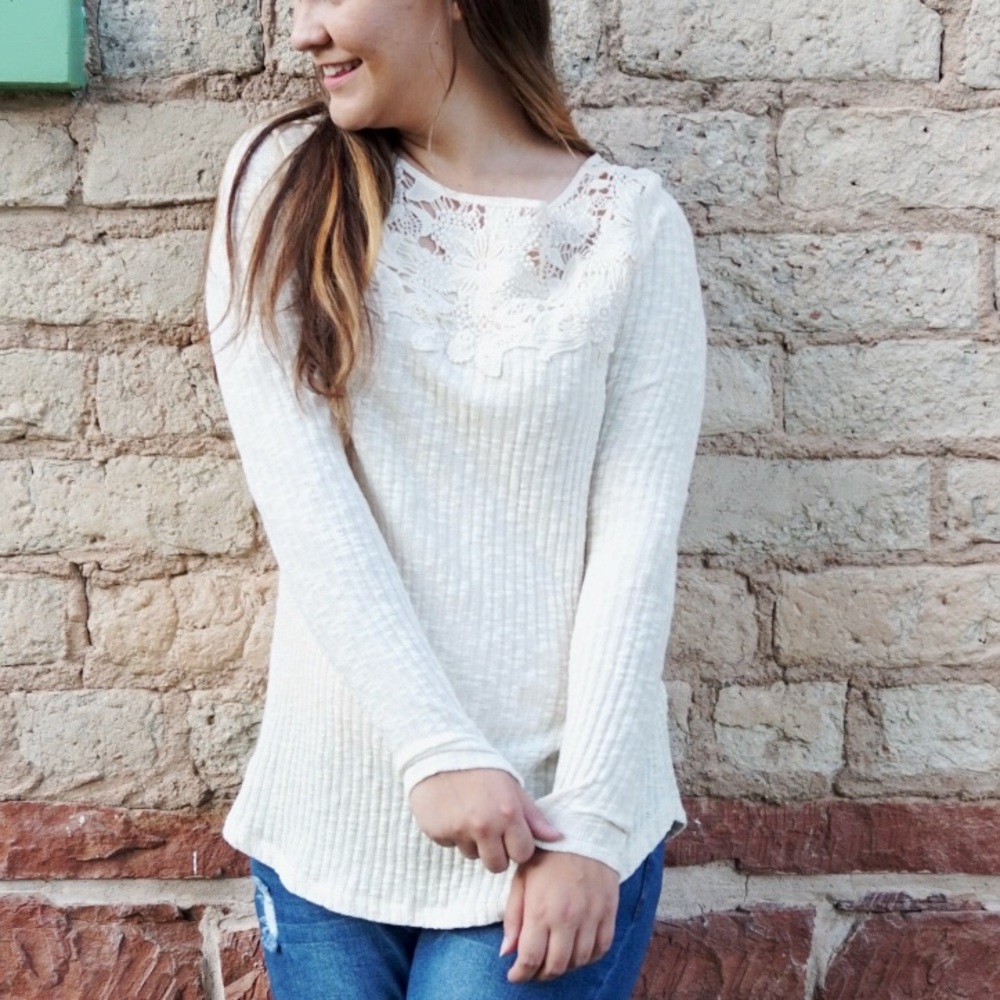 Knit Top with crochet detail