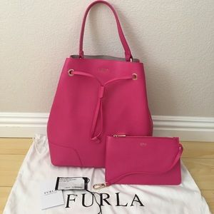 Like New Furla Stacy Drawstring Tote Bag