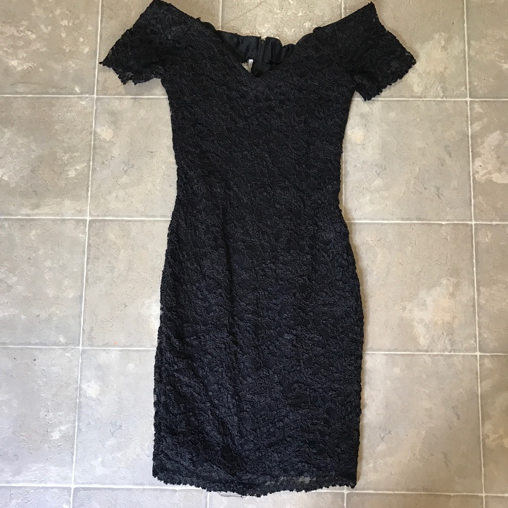 Jay Jacobs Black Lace Off The Shoulder Bodycon