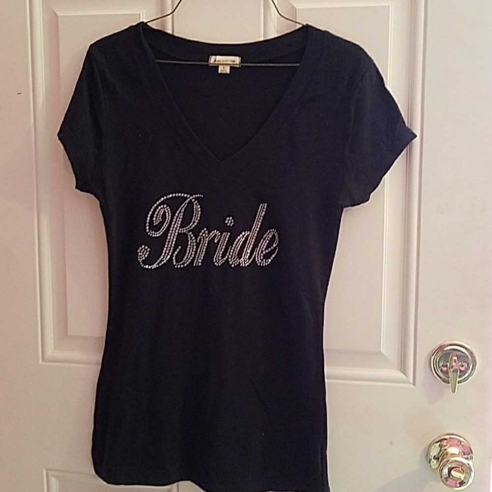 Black bling bride tee
