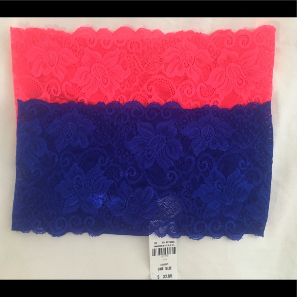 Two LF Lace strapless bandeau bralettes