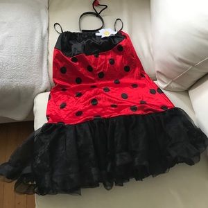Lady bug dress with headband.  Size L