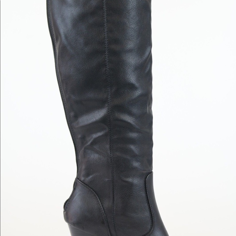 Rampage Black Stiletto Knee High Heel Boots Zipper - Picture 4 of 4