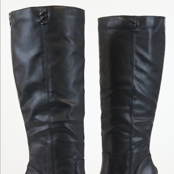 Rampage Black Stiletto Knee High Heel Boots Zipper - Picture 3 of 4