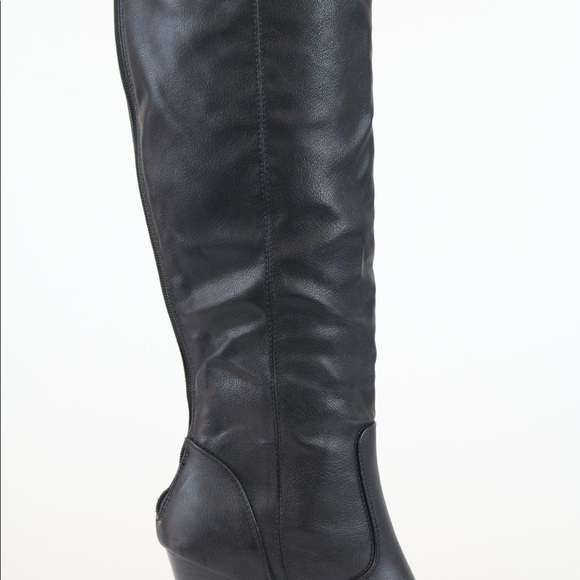 Rampage Black Stiletto Knee High Heel Boots Zipper - Picture 4 of 4