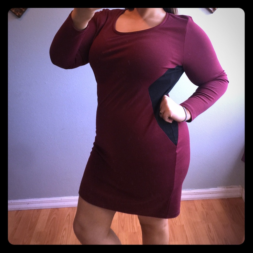Diamond sided burgundy dress