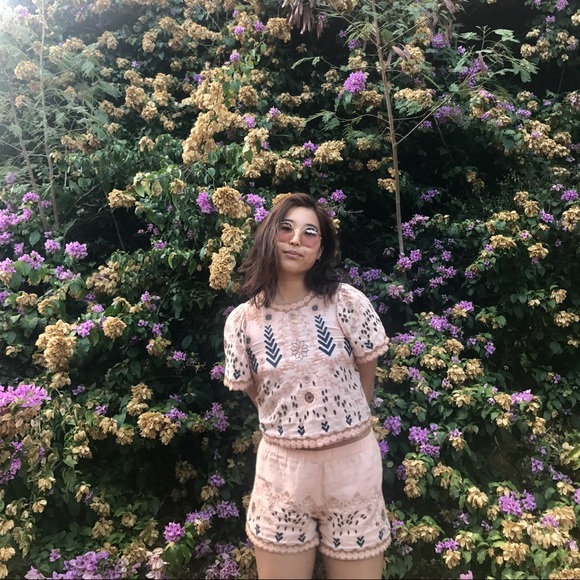 Zara Other - ZARA pink embroidered 2-piece set