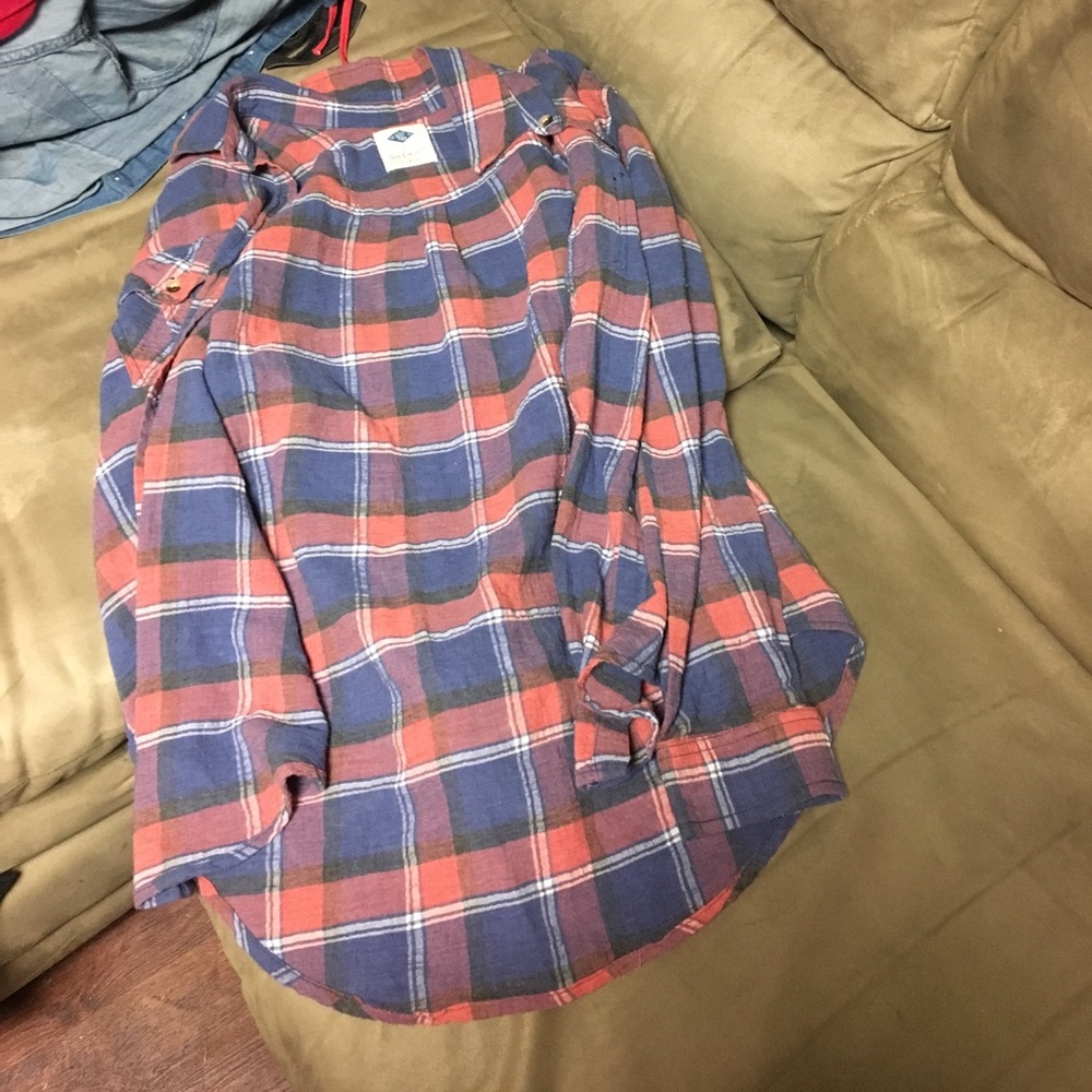 Blue and orange flannel