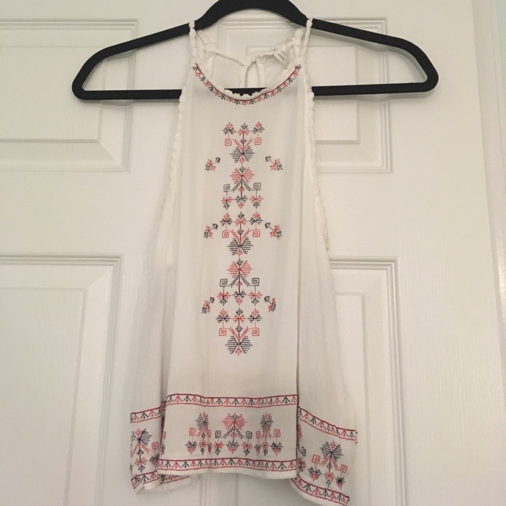 Tribal patterned embroidered cami