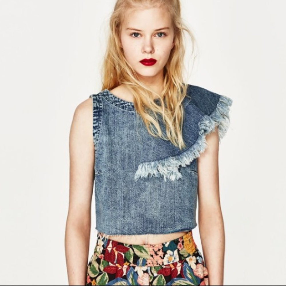 NWT ZARA denim cropped top
