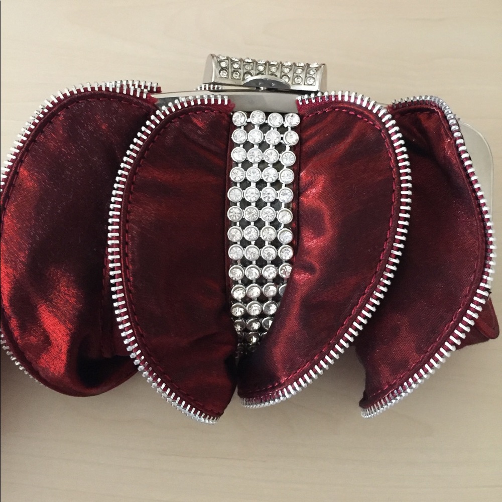 Red / burgundy rhinestone embellished clutch purse