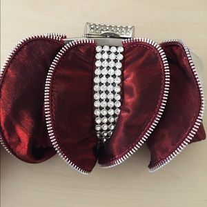 Red / burgundy rhinestone embellished clutch purse