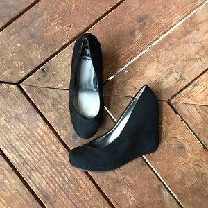 Black Suede Wedge Heels