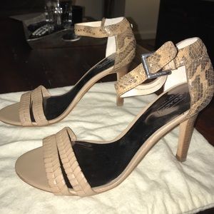 Coach braided ankle strap heels.