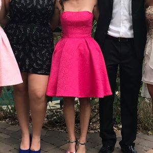 Sherri Hill pink, strapless formal dress