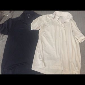 Lot of 2 Adidas Golf Polos Small White Navy