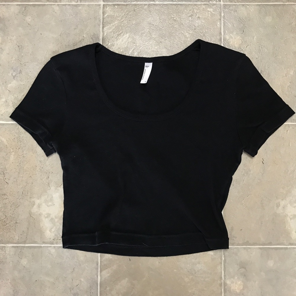 American Apparel Small Solid Black Crop Top