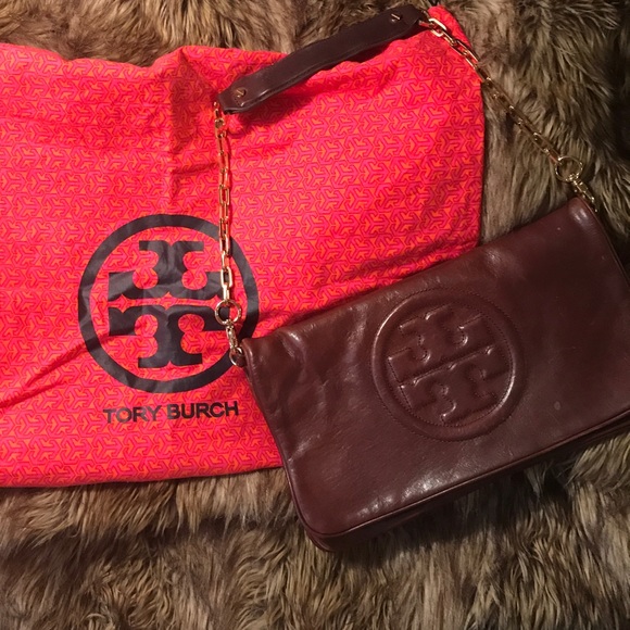 💯Auth Tory Burch Reva Bombe Clutch w strap - Picture 2 of 8