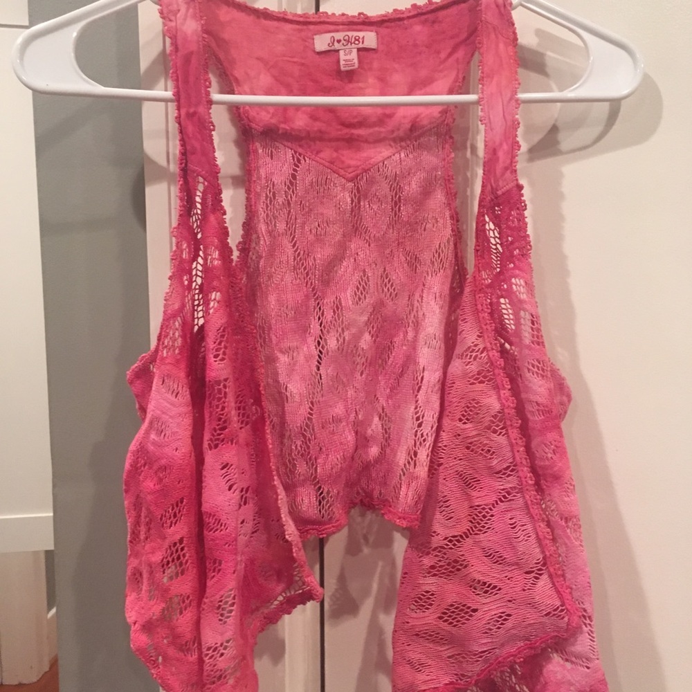 Crochet lace tie-dye vest
