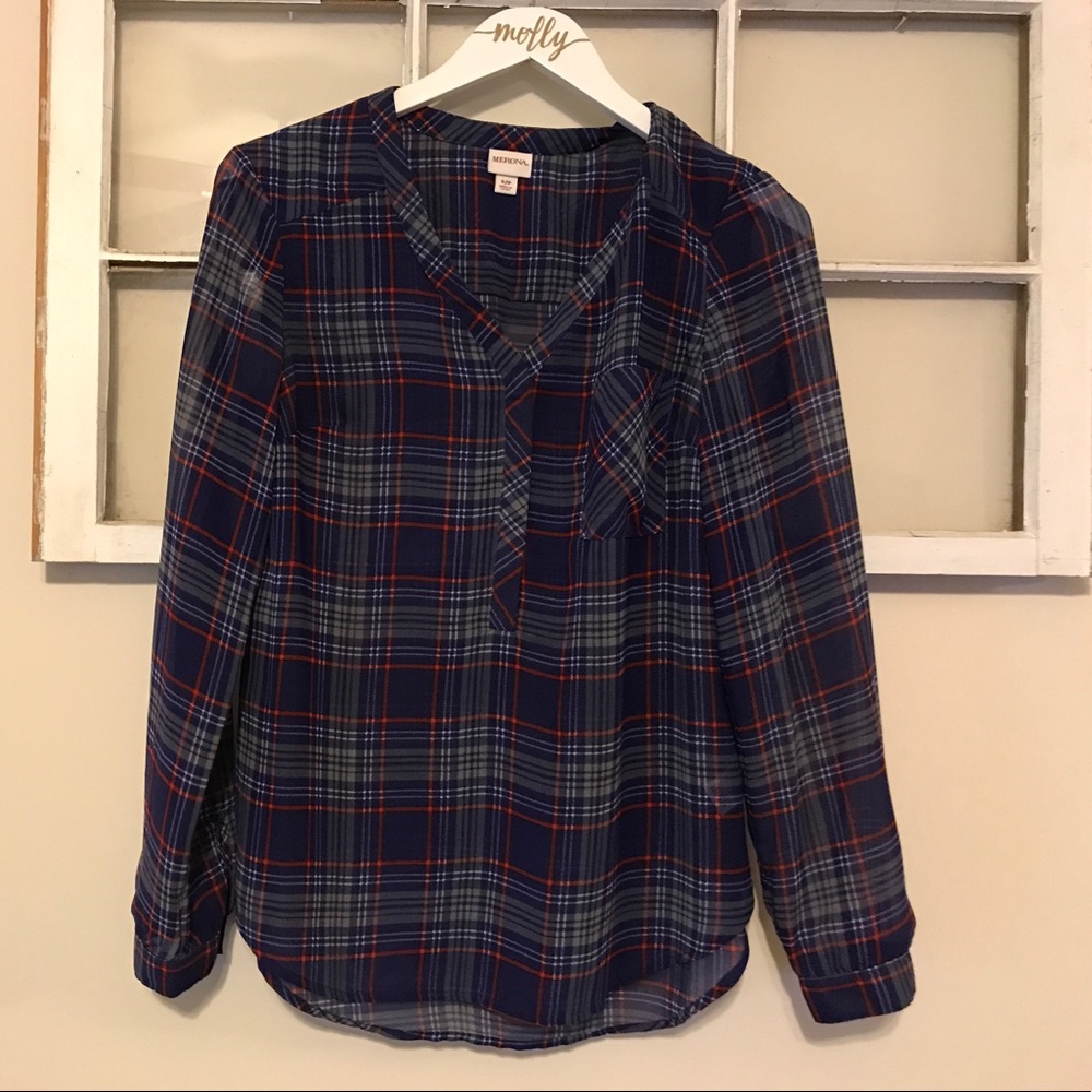 Plaid Sheer Top