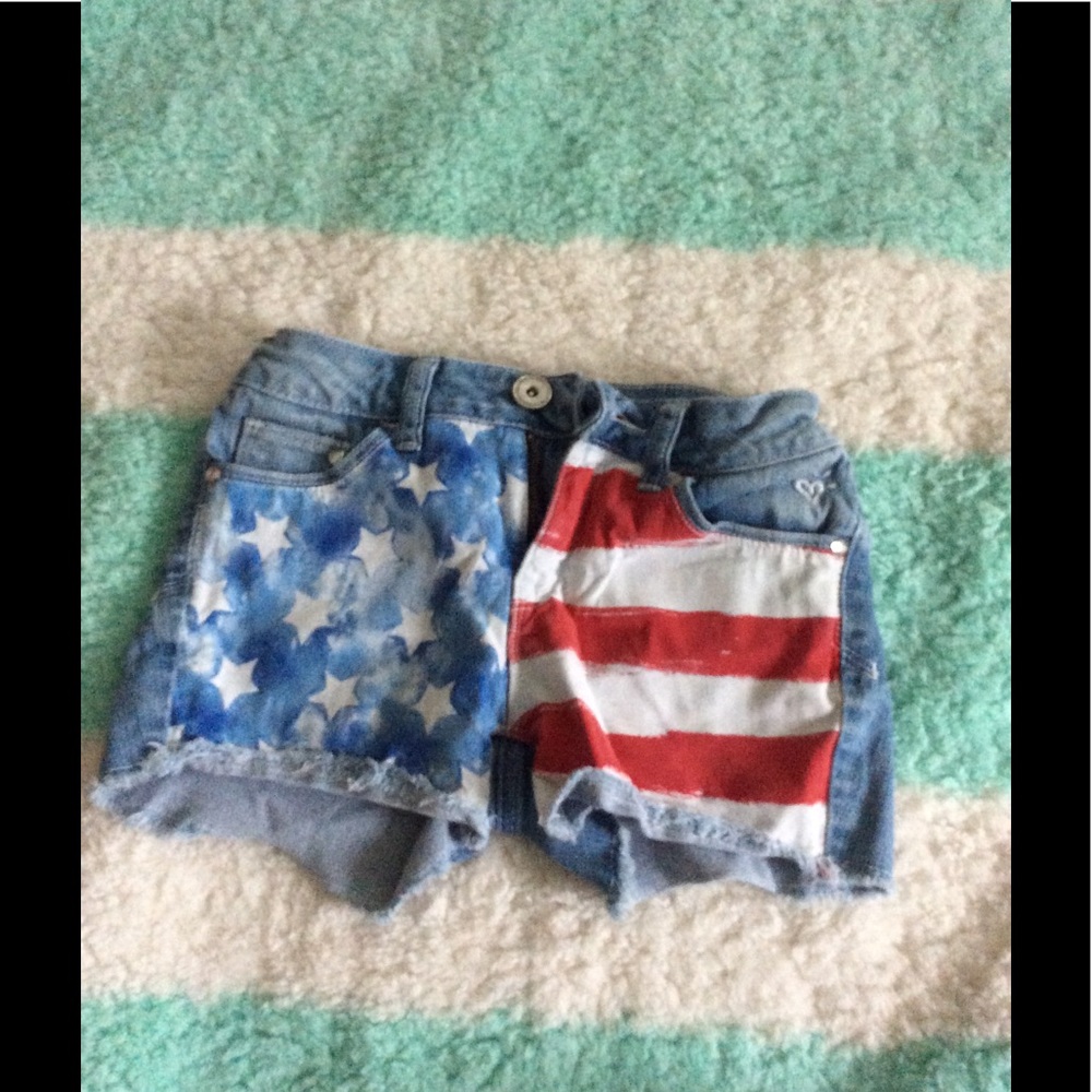 American flag denim shorts