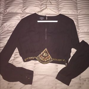 Bebe Black Embellished Crop Top