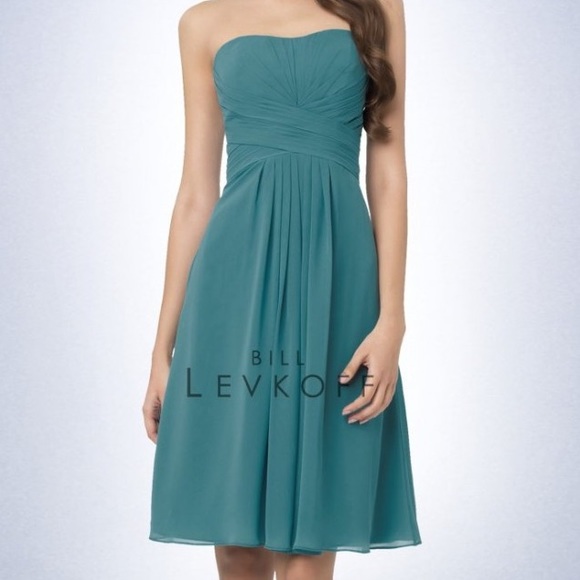 Bill Levkoff NWT Teal Strapless Sz 10 Bridesmaid - Picture 1 of 7
