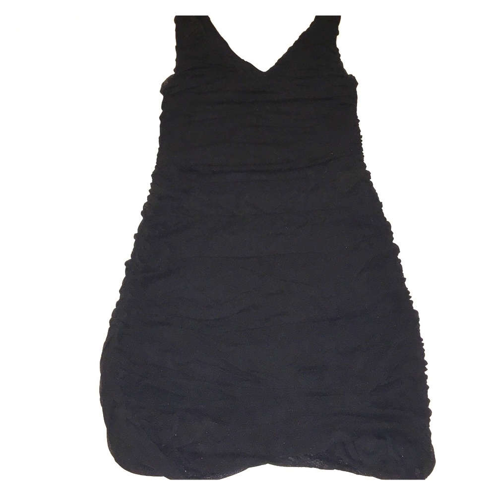 Express Double-V Black Dress with rouching L