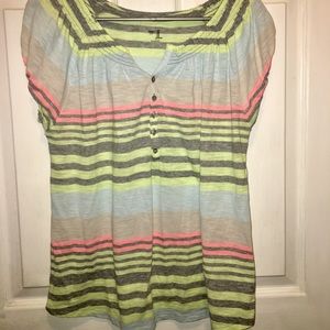 Women Gap medium cap sleeve multicolor striped top