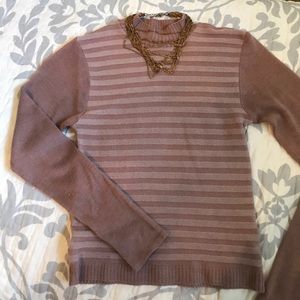 Long sleeve mauve striped turtle neck