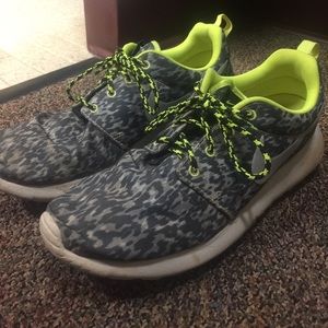 Lime Green Cheetah Nike Roshes