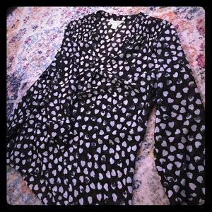 V neck loose fit sheer blouse