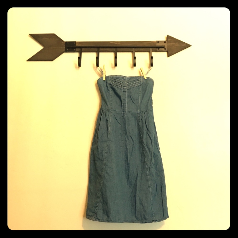 Strapless chambray sundress