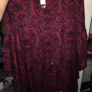 Dark wine red dress.