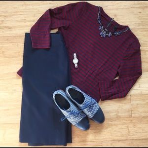 J Crew Stripe Necklace Tee