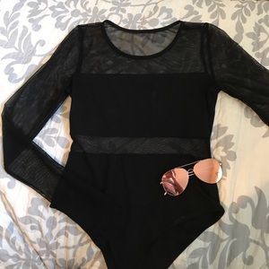 Black mesh body suit