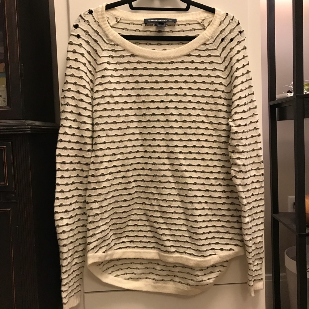 French Connection Soft White and Black Sweater