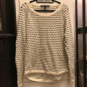 French Connection Soft White and Black Sweater