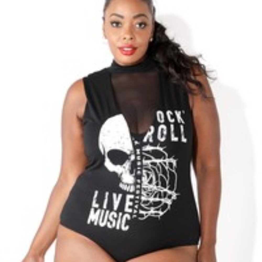 Rock Printed bodysuit with mesh detail - Picture 5 of 6