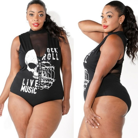 Rock Printed bodysuit with mesh detail - Picture 6 of 6