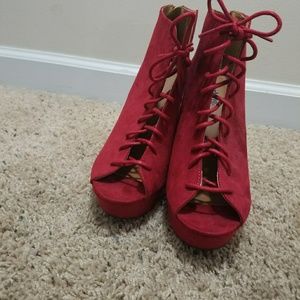 Lace up Peep Toe Wedge