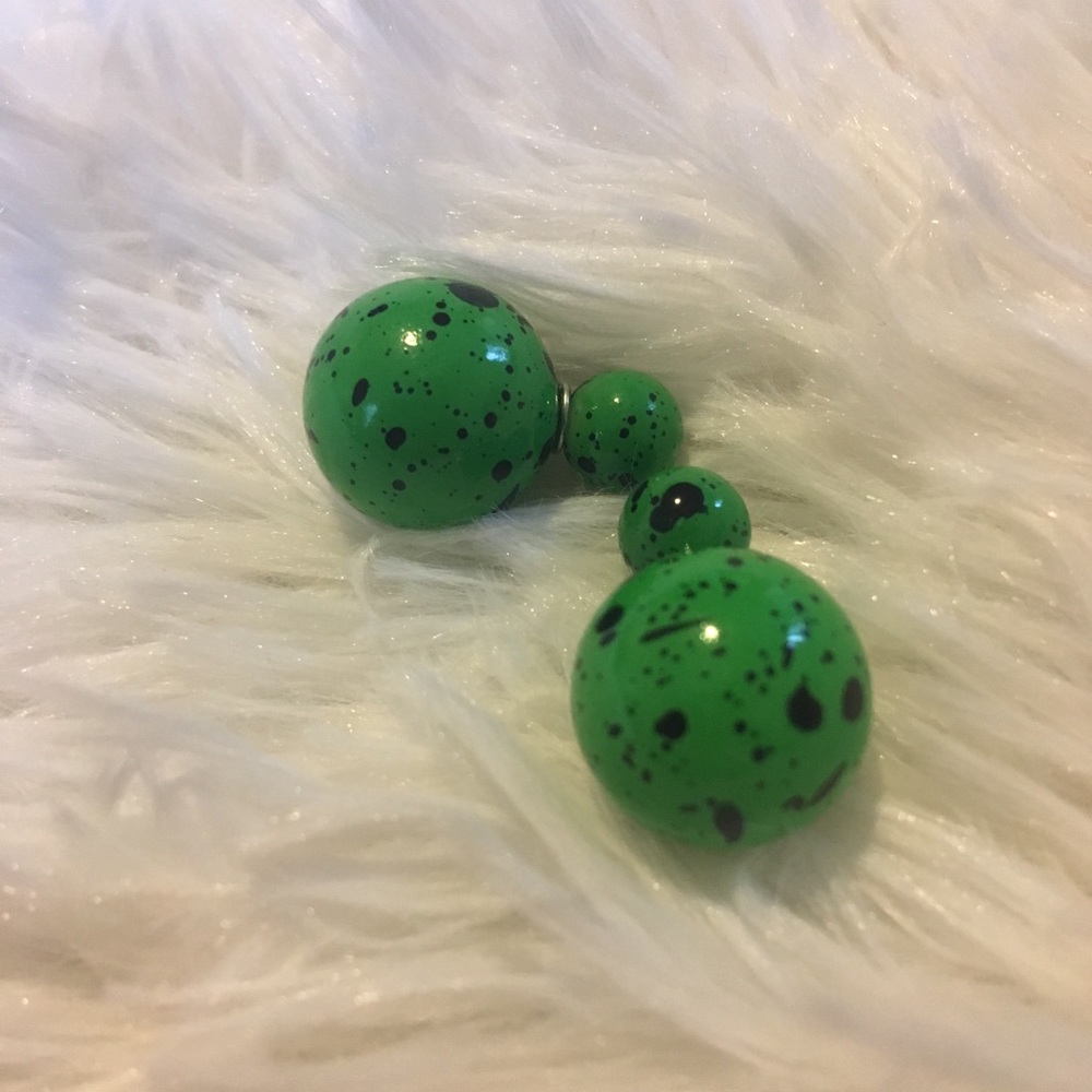 3 for $15 Green splatter double Stud Earrings