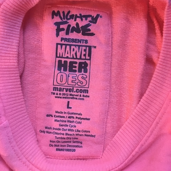 93Mighty Fine Marvel Heroes Pink Graphic Sweatshir - Picture 8 of 8
