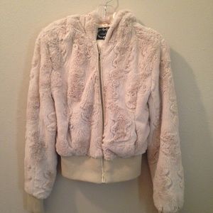 Faux fur hooded coat.